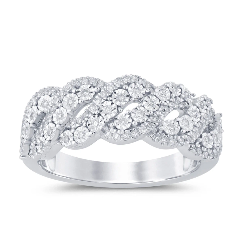 10K WHITE GOLD .35 CARAT WOMEN REAL DIAMOND RING BAND