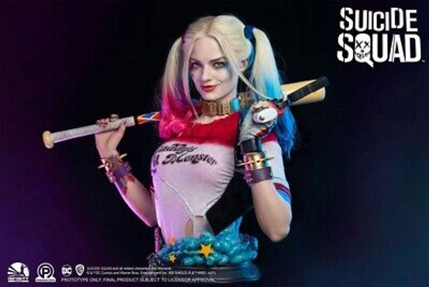 OFFICIAL SUICIDE SQUAD HARLEY QUINN SILICONE LIFE SIZE BUST BY INFINITY STUDIO