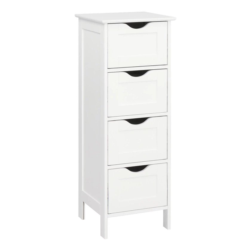 Ktaxon Bathroom Floor Storage Cabinet with 4 Drawers, Small Cabinet for Bedroom Kitchen, MDF White
