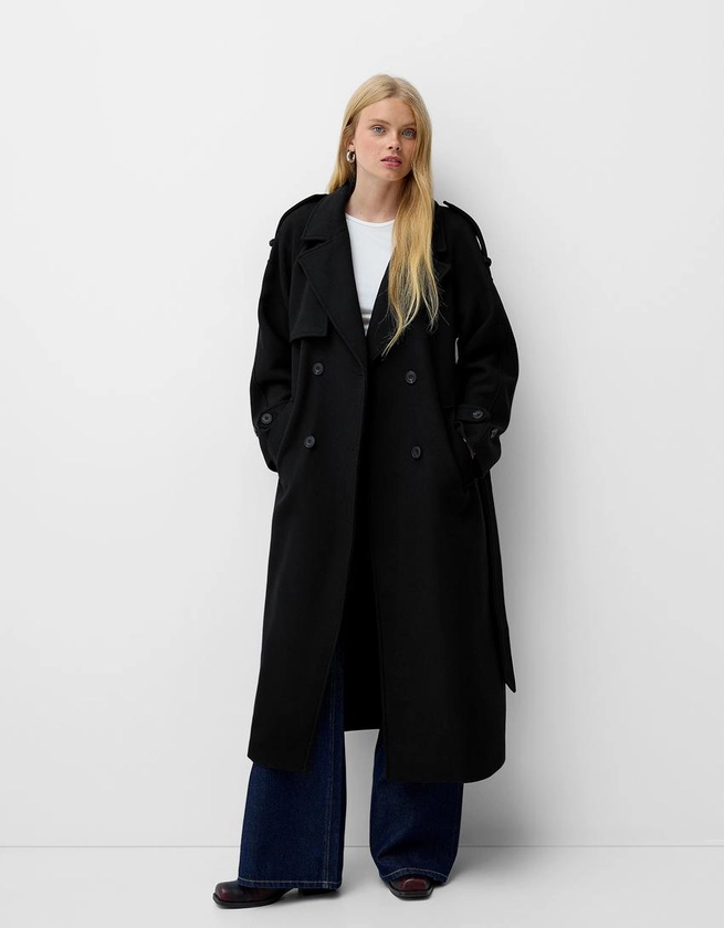 Manteau trench oversize avec laine