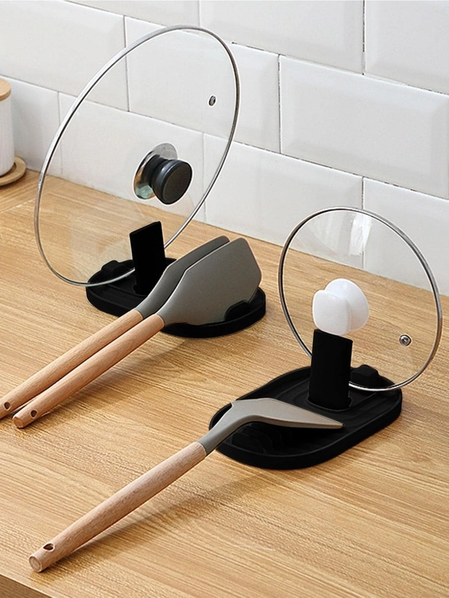 1pc Pot Lid Spoon Holder, Spoon Rest & Spoon Holder For Stove Top, Kitchen Gadget, Suitable For Placing Spoons, Shovels, Pot Lid And Kitchen Accessories