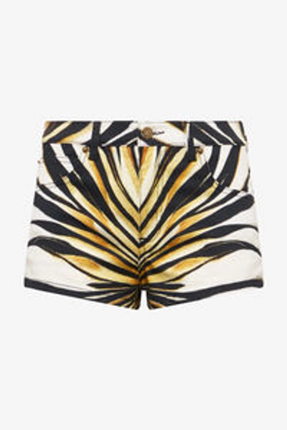 Ray Of Gold Print Cotton Shorts | Gold | Women | Roberto Cavalli US