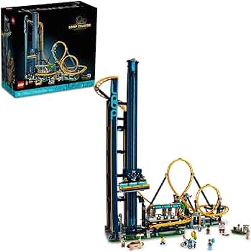 LEGO Icons Loop Coaster Set 10303, Model Building Kit for Adults, Amusement Park Funfair Track with Passenger Train, Great Gift Idea