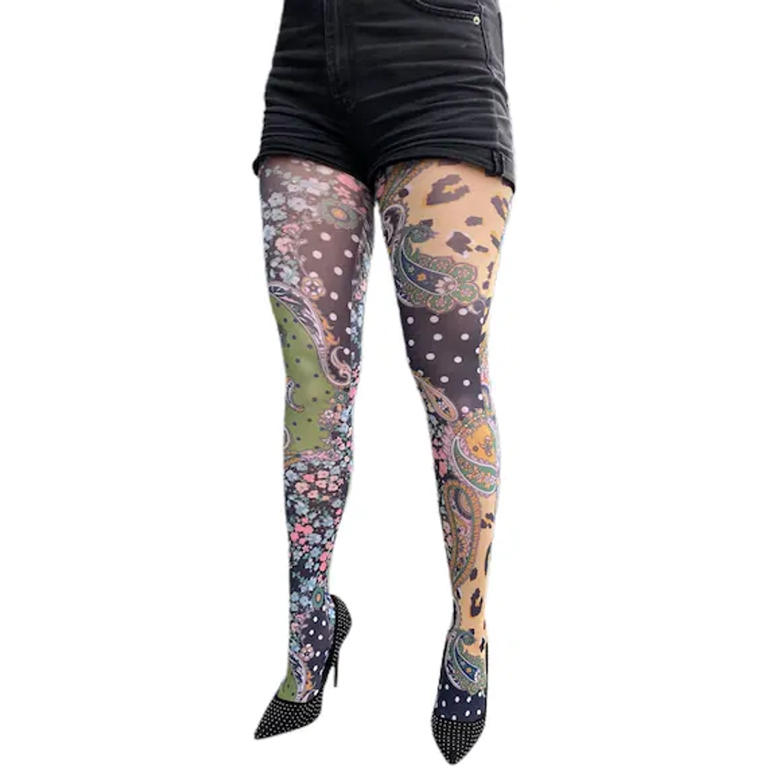 Wild Patterned Tights for Women | A fashion Tiger Paisley Print | Gift for Her