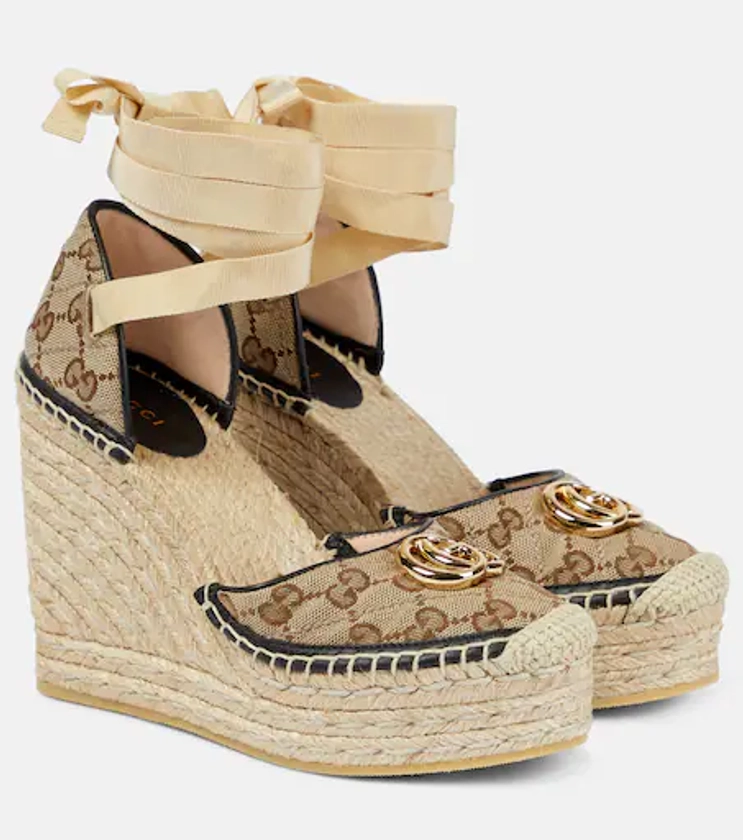 GG canvas wedge espadrilles in brown - Gucci | Mytheresa