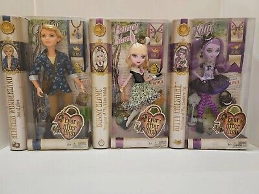 Ever After High: Alistair Wonderland, Bunny Blanc, Kitty Cheshire Dolls