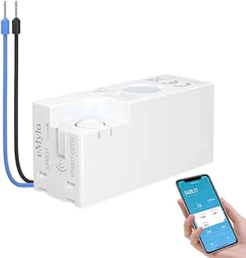 eMylo Compteur d'énergie Wifi intelligent Mini Moniteur de puissance électrique 99% de précision Compteur de consommation électrique 1 phase en temps réel Protection contre les surcharges App Control