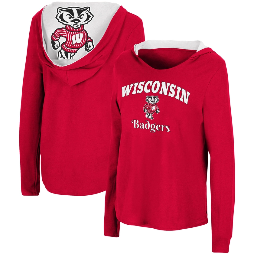 Wisconsin Badgers Colosseum Women's Catalina Hoodie Long Sleeve T-Shirt - Red