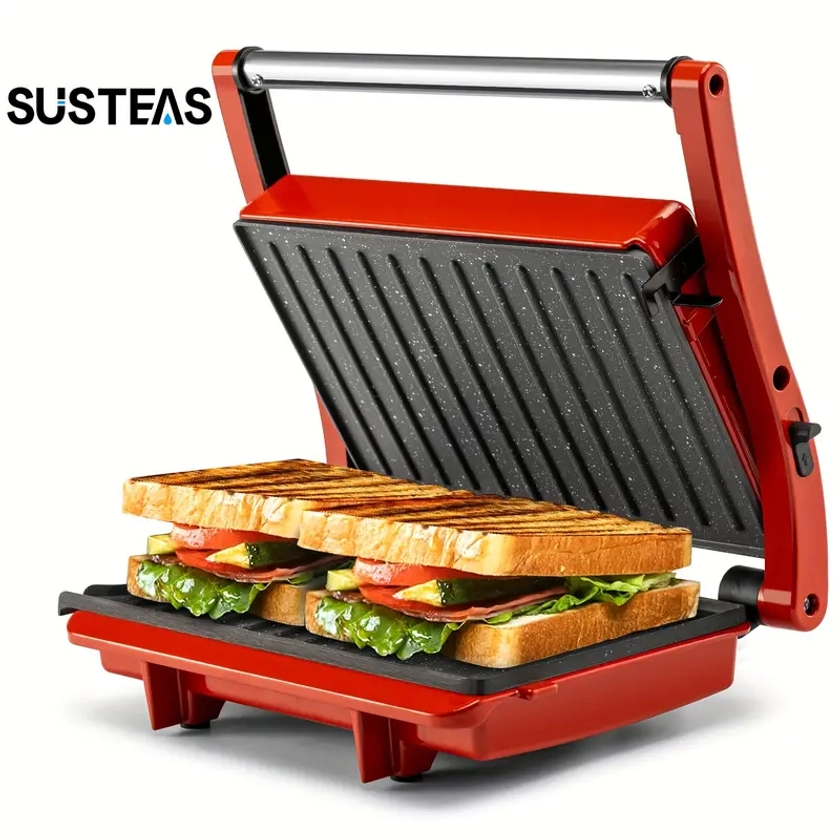 SUSTEAS * Press Sandwich Maker, * With Locking Lid And Indicator Lights, Mini 2-* *, * Maker, Opens