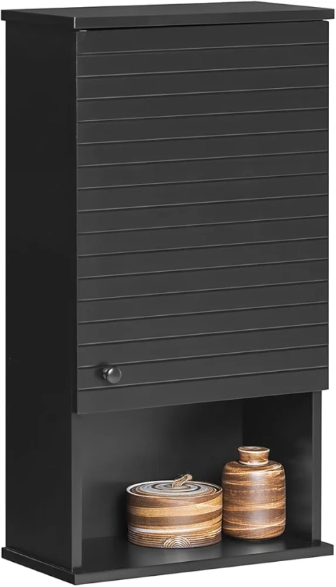 SoBuy Wall Mounted Single Door Bathroom Storage Cabinet Medicine Cabinet Black,BZR25-SCH