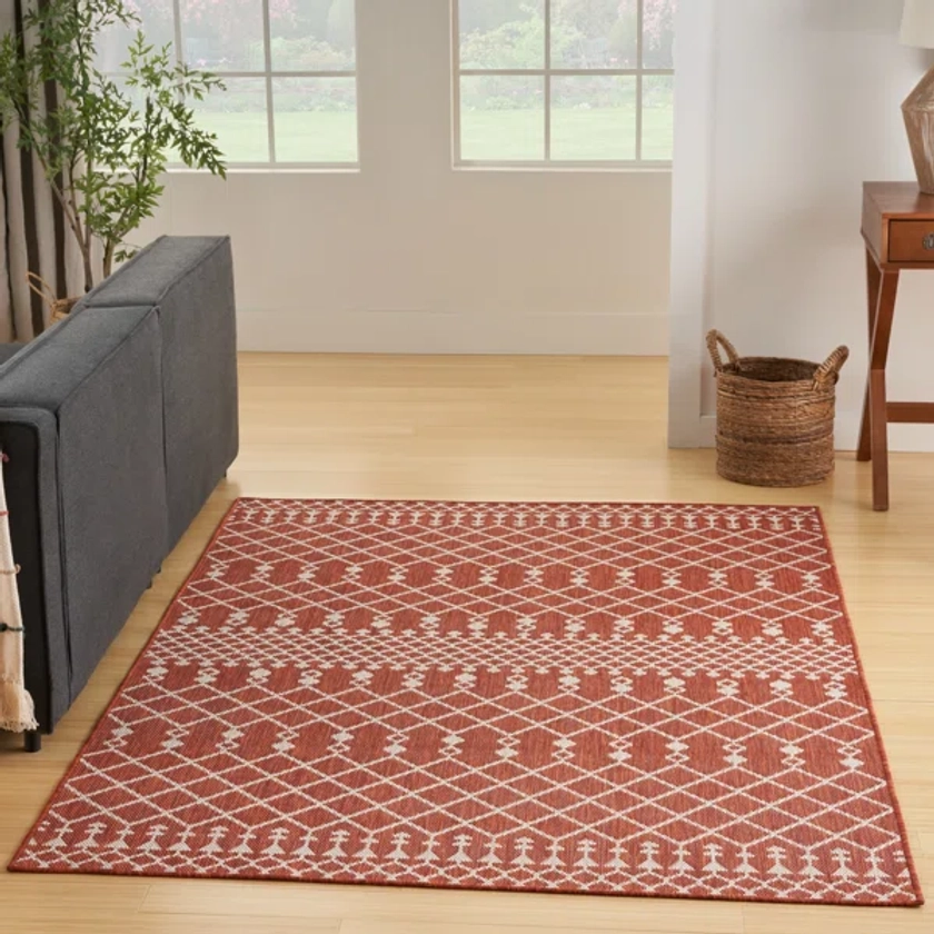 Robbs Rectangle Indoor/Outdoor Area Rug in Terracotta/Orange