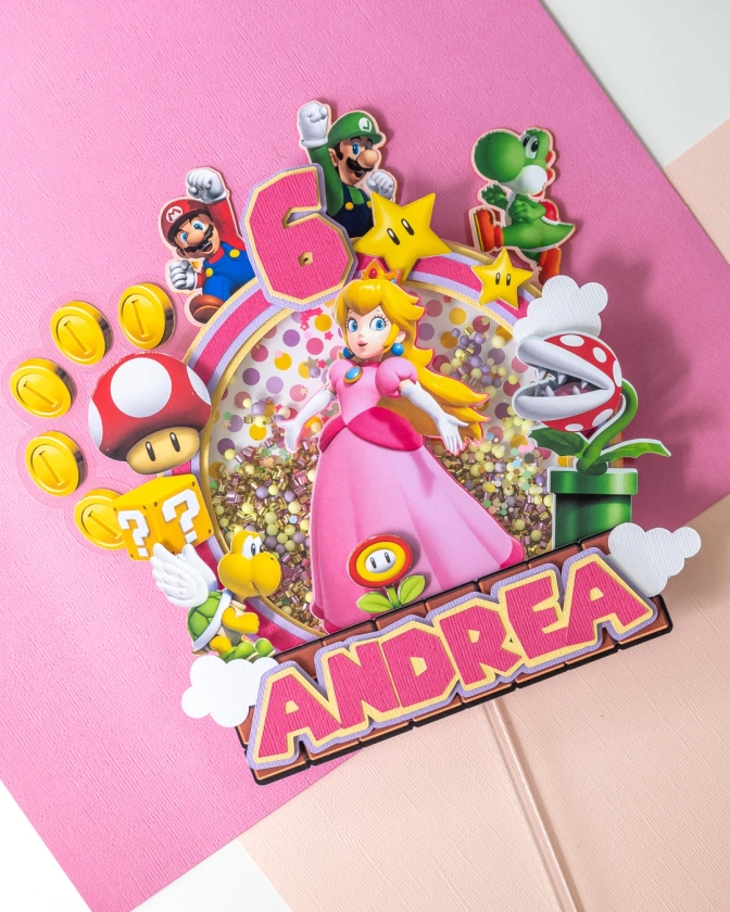 Princess Peach Cake Topper, Mario Cake Topper, Super Mario Cake Topper, princesses peach