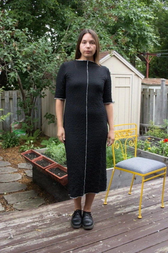 A Bronze Age Oracle Wavy Dress (Black) - Victoire Boutique - Dress - A Bronze Age - Victoire Boutique - ethical sustainable boutique shopping Ottawa made in Canada