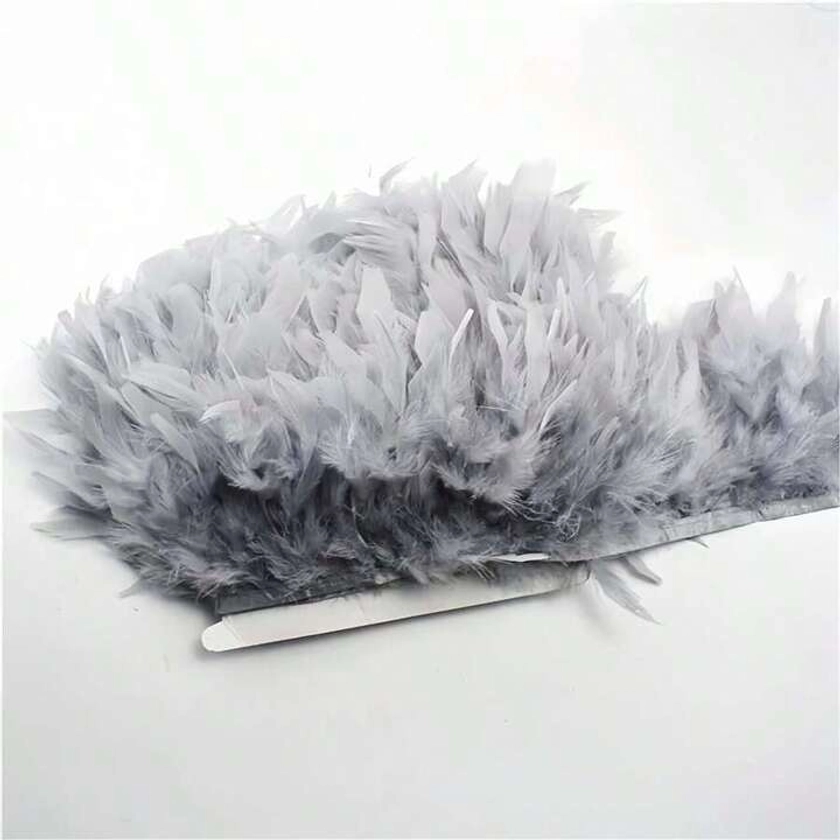 2 Yards Grey Fluffy Turkey Feathers Trim Fringes For Clothes Ribbon Marabou Feather On Tape Trimmings Sewing Diy Wedding Decoration