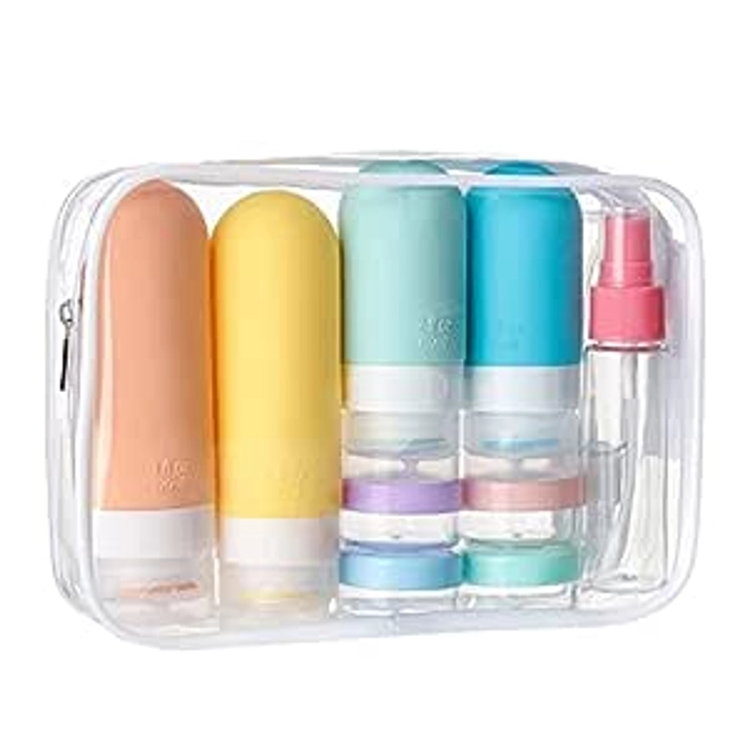 Amazon.com: Depoza 16 Pack Travel Bottles Set - TSA Approved Leak Proof Silicone Squeezable Containers for Toiletries, Conditioner, Shampoo, Lotion & Body Wash Accessories (16 pcs/White Pack) : Beauty & Personal Care
