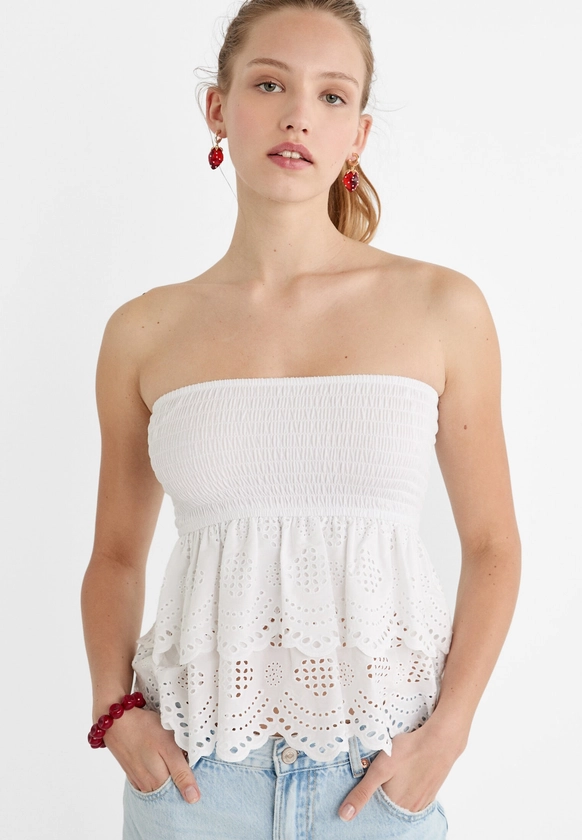Embroidered bandeau top - Women's T-shirts | Stradivarius France