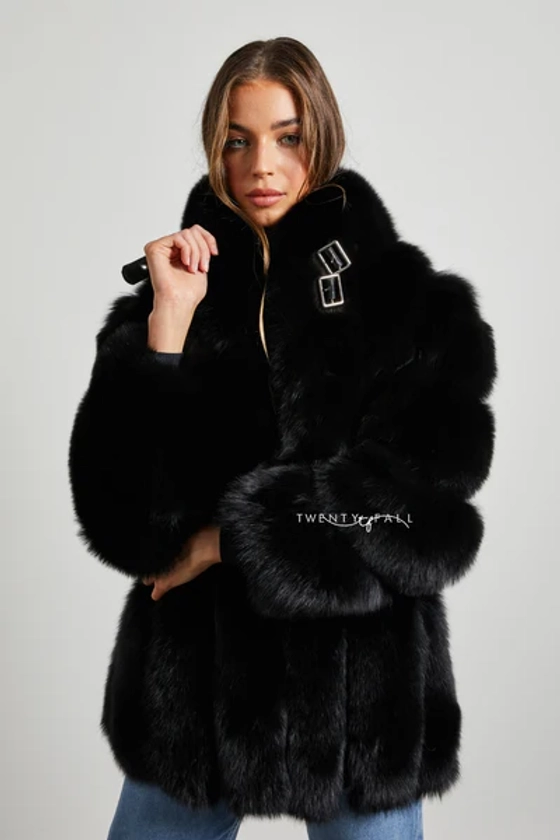 Portia Fox Fur Coat with Collar