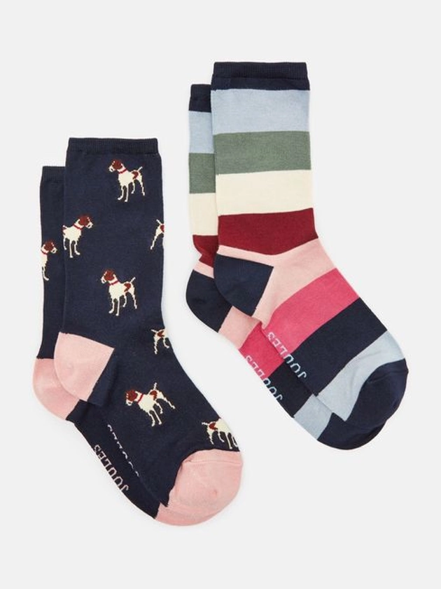 Women's Everyday Navy/Pink 2 Pack Socks (size 4-8)