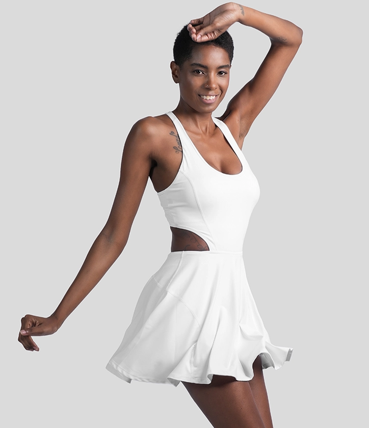 Softlyzero™ Airy Backless Crisscross Cut Out 2-in-1 Pocket Cool Touch Mini Tennis Active Dress