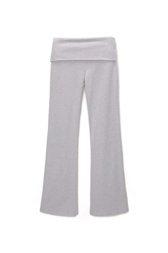 Flared trousers with fold-over waist