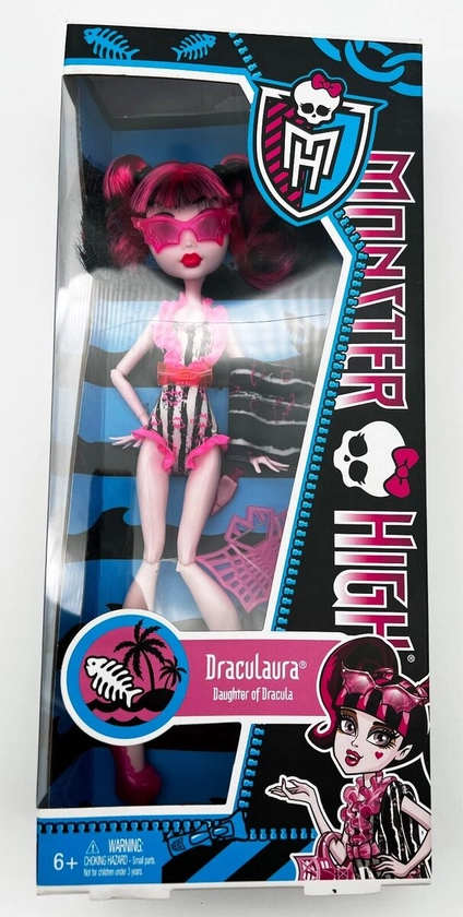 MONSTER HIGH Swim Class DRACULAURA Daughter of Dracula Doll Mattel 2012