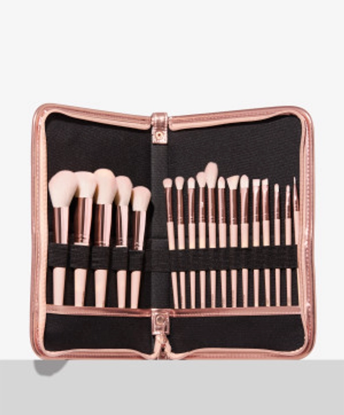 Rose Glow 18 Piece Brush Set With Brush Stand