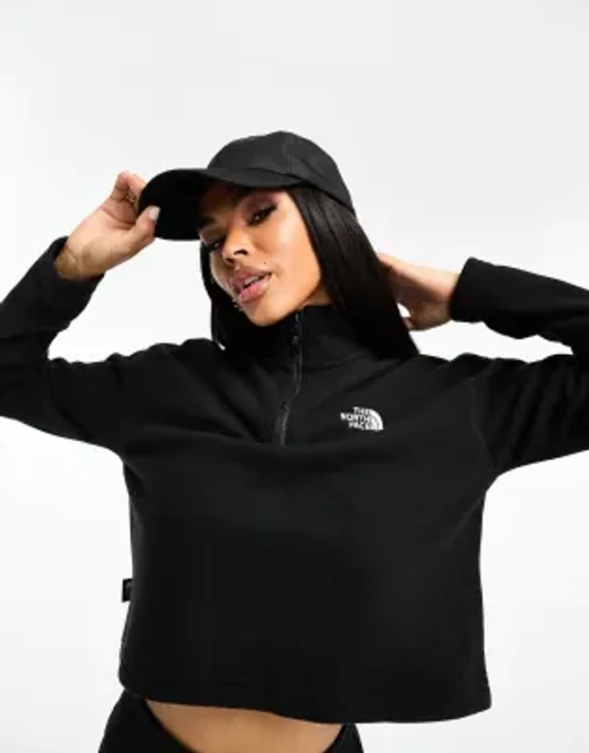 The North Face Glacier 100 cropped 1/4 zip fleece in black | ASOS