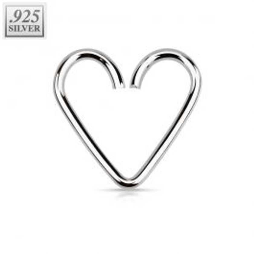 Sterling silver multifunctional heart shaped piercing ring