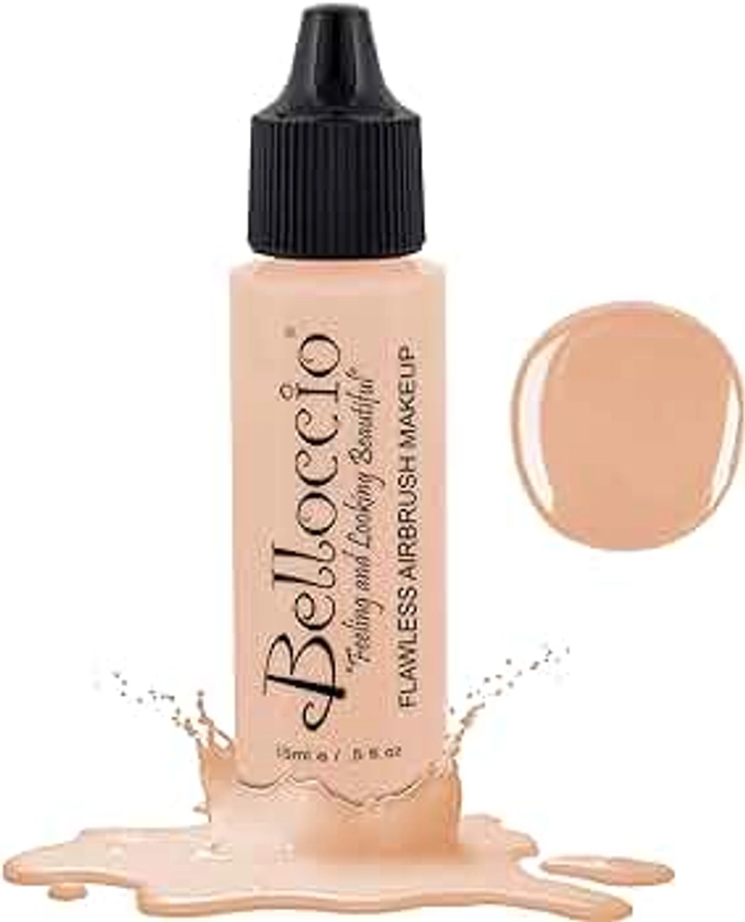 Belloccio's Professional Cosmetic Airbrush Makeup Foundation 1/2oz Bottle: Blanc- Light with Yellow Undertones