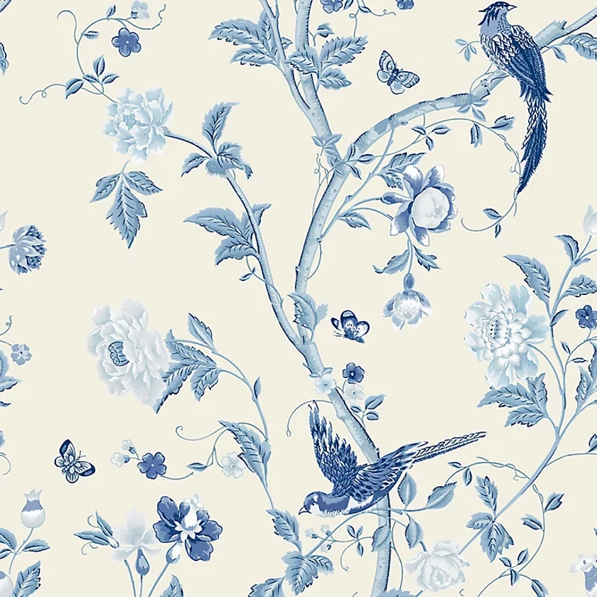Laura Ashley Summer palace Royal blue Floral Smooth Wallpaper | DIY at B&Q