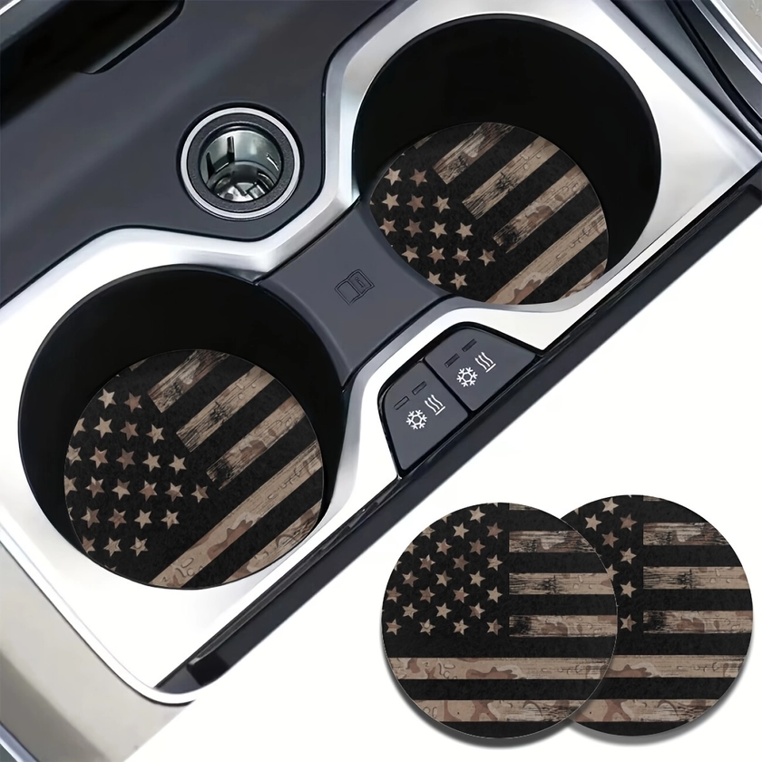 Vintage American Flag Car Cup Holder Coaster Mats Car - Temu