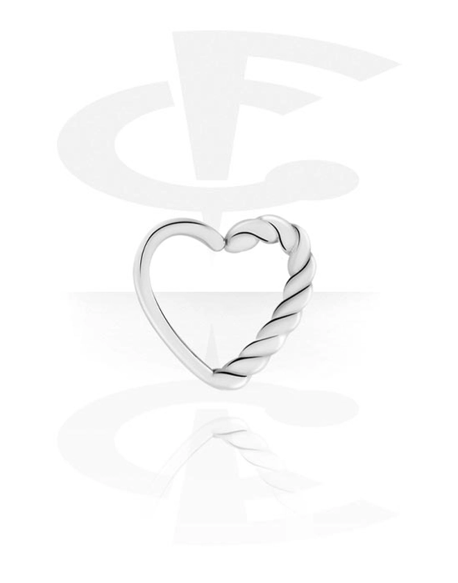 Heart-shaped continuous ring (surgical steel, silver, shiny finish) with heart design