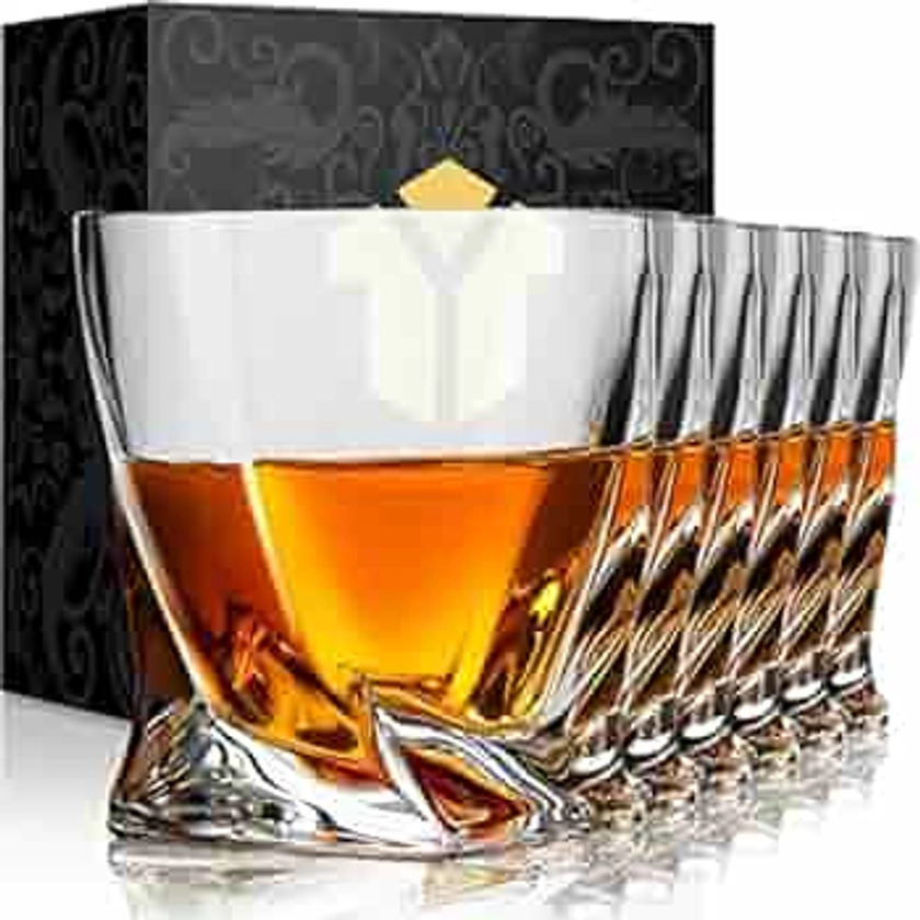 KITNATS Old Fashioned Whiskey Glasses 10 OZ Rocks Glasses Set of 6, Gift Box - Barware For Bourbon, Scotch, Rum glasses, Whisky Cocktail Drinks for Men Women