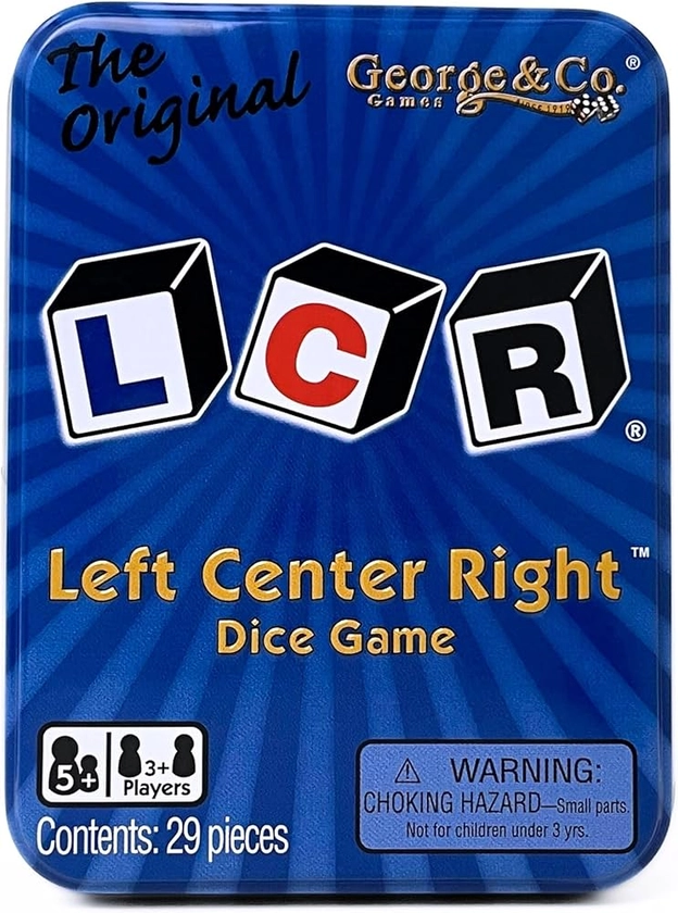 George & Company LLC LCR® Left Center Right™ Dice Game - Blue Tin