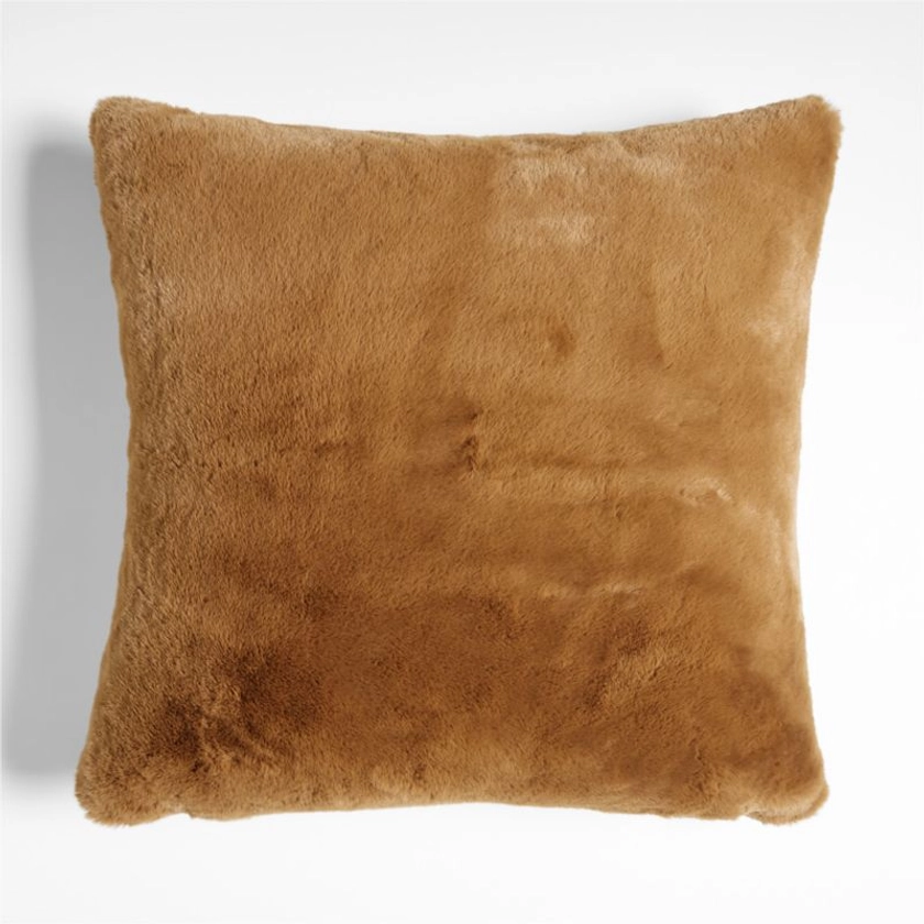 Brulee Brown Faux Fur 23"x23" Throw Pillow Cover + Reviews | Crate & Barrel