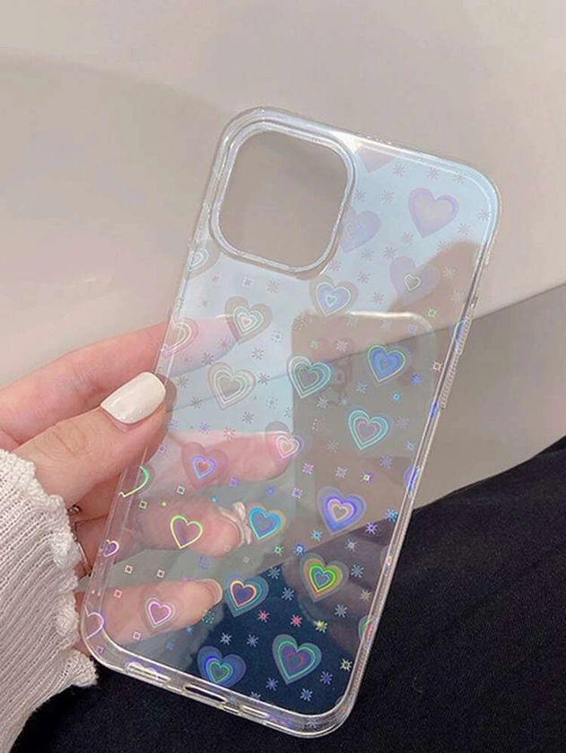 Clear Phone Case With Aurora Heart Paper