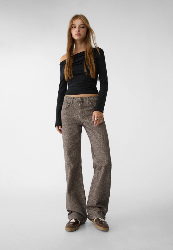 Pantalon straight léopard