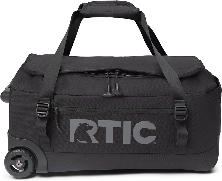 RTIC Road Trip Rolling Duffle Bag with Wheels for Men and Women, Traveling Tote for Camp, Travel, Gym, Weekender, Camping, Overnight Carry On, Sports, Spacious, Water Resistant, Medium, Black
