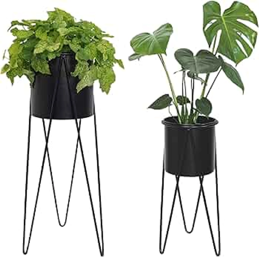 Gadgy Support Plantes Interieur | 2 Pièces | Cache Pot sur Pied | Support Pot de Fleur | Porte Plante Metal Noir | 70,5 et 48 cm. De Hauteur | Pose Plant | Selette Haut | Piedestal pour Plantes