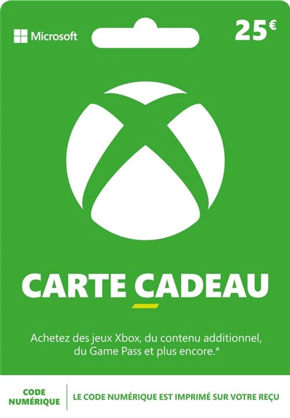 Code de téléchargement Xbox carte cadeau monnaie virtuelle 25€ : Compte français uniquement - Non remboursable