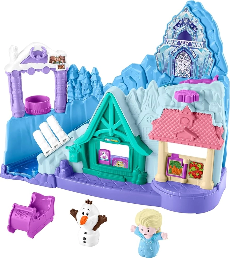 Fisher-Price Little People Toddler Toy Disney Frozen Arendelle Sledding Adventures Playset with Figures for Pretend Play Ages 18+ Months