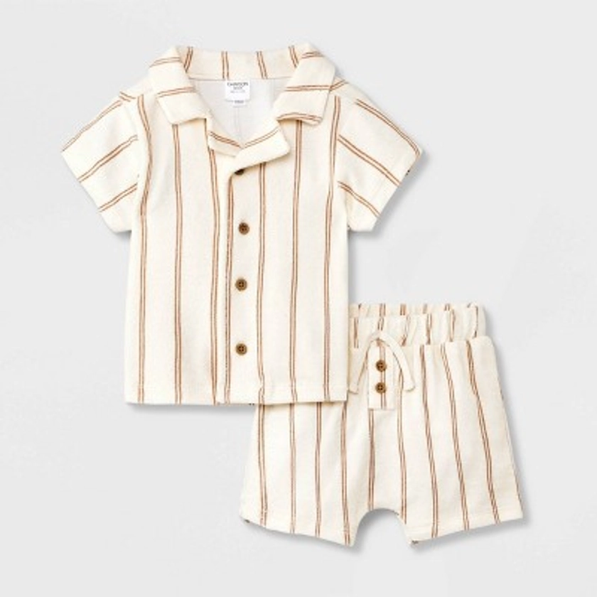 Grayson Mini Baby Boys' Striped Top & Bottom Set - Off-White Newborn.