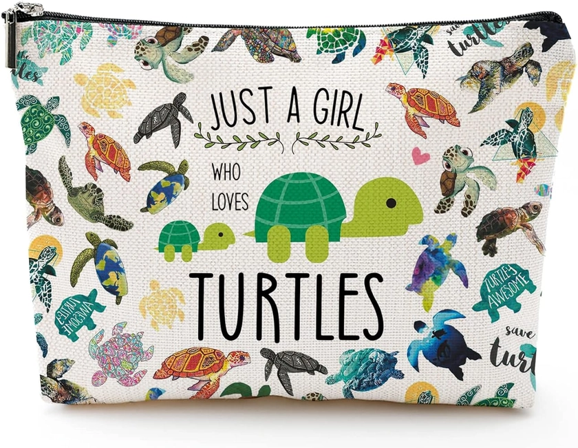 Turtle Makeup Bag Turtles Gifts Sea Turtle Gifts for Turtle Lovers Women Girls Funny Birthday Christmas Gift Ideas for Teens Daughter Sister Bestie A Girl Who Loves Turtle Stuff Merch Animal Lover