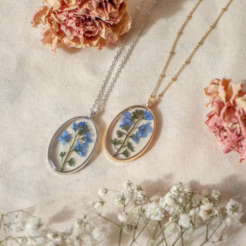 Forget-Me-Not Pressed Flower Necklace