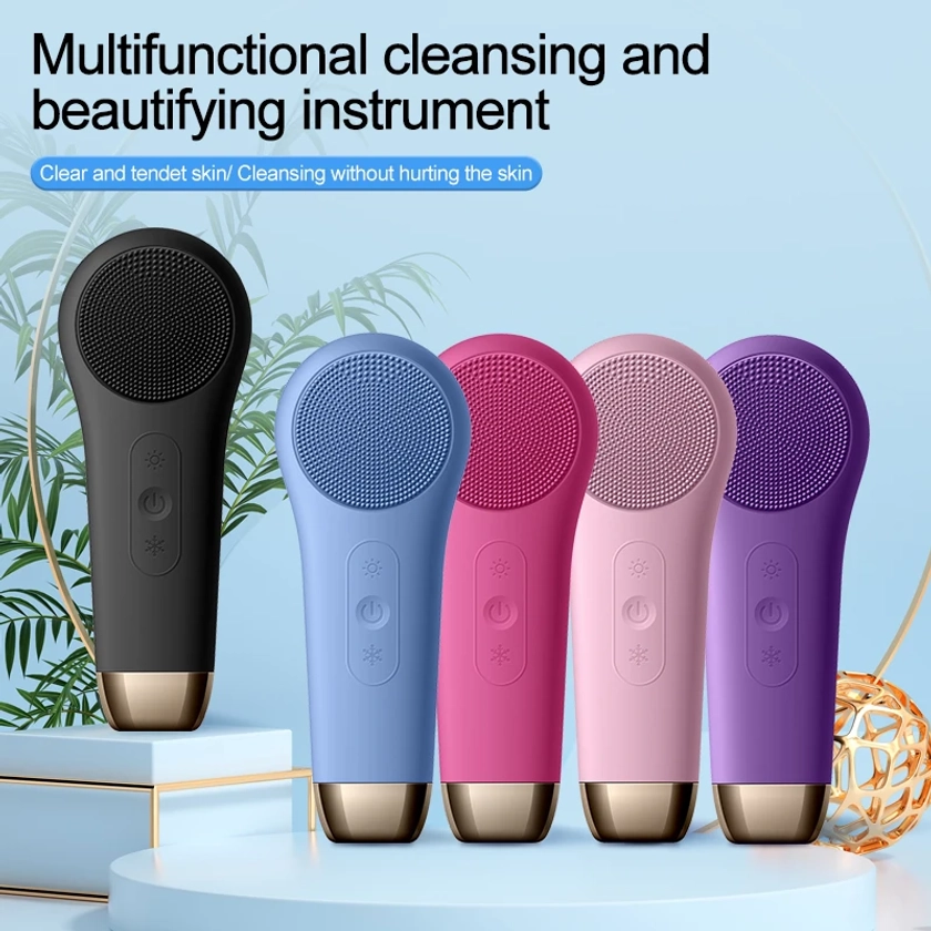 Facial Cleansing Brush Ddevice Face Scrubber Waterproof Face Scrub Brush Electric Silicone Face Scrubber Cleanser Brush