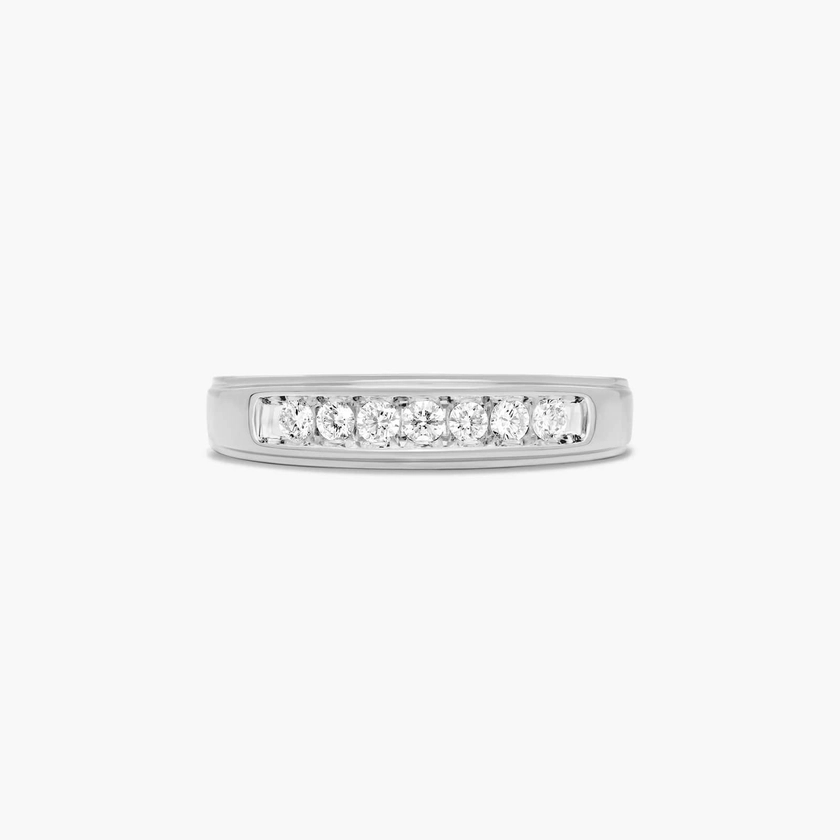 14K White Gold Slender Channel Diamond Ring-91104w14