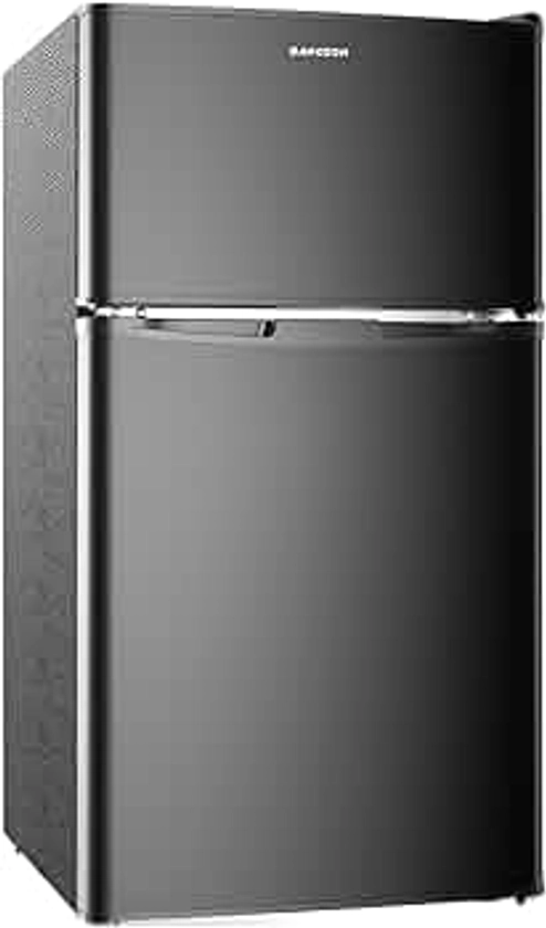 BANGSON Mini Fridge with Freezer, 2 Door Small Refrigerator with Freezer, Mini Fridge for Bedroom, 3.2 CU.FT, For Home, Office, Dorm, Garage or RV, (Black)