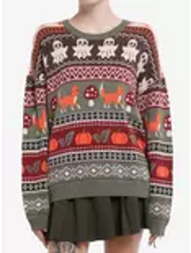 Thorn & Fable Ghosts & Foxes Girls Sweater | Hot Topic