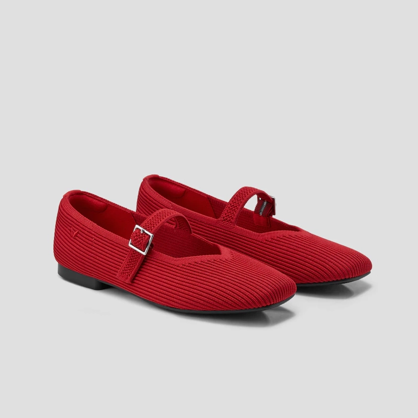 Square-Toe Mary Jane Margot Mary Jane in Ruby Red | VIVAIA