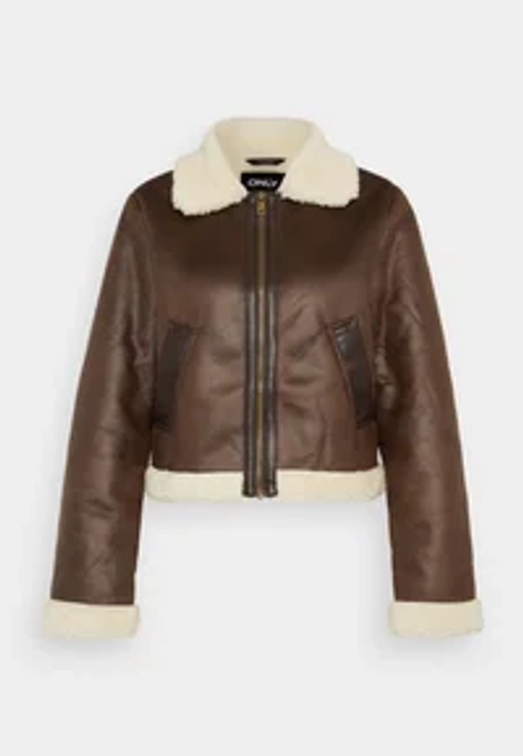 ONLY ONLBETTY ZIP JACKET - Veste en similicuir - mole/pumice stone/beige - ZALANDO.FR